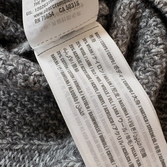 Abercrombie & Fitch Sweater Mens XL Heather Gray Cable Knit Outdoor Wool Blend - Picture 5 of 9